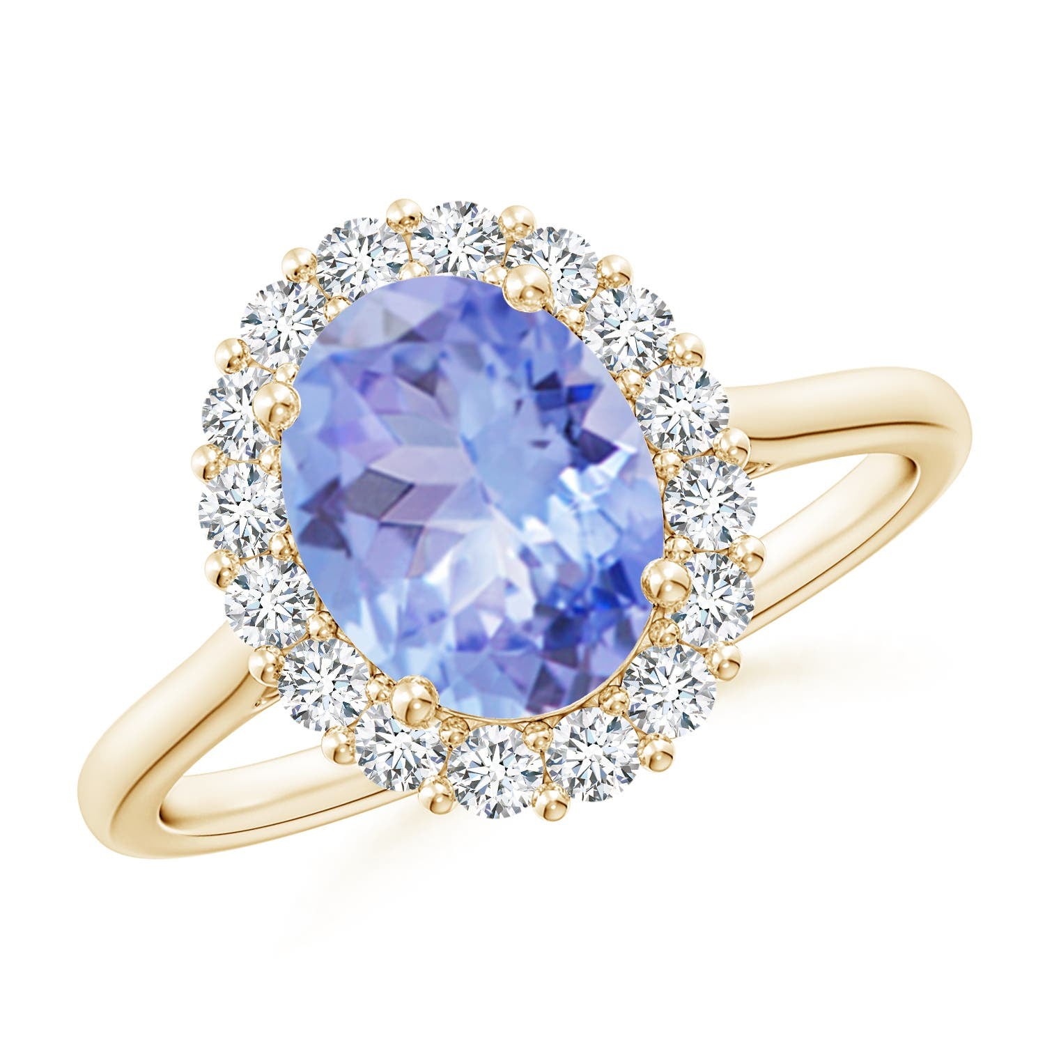 ANGARA Natural Tanzanite with Diamond Halo Ring in 14K Yellow Gold for  Women, Girls Ring Size-12.5 (Stone Grade: Heirloom-AAAA, Size-7x5mm)  December Birthstone Jewelry Gift for Her Birthday Wedding - Walmart.com